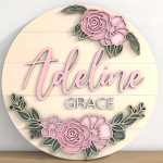 Flower Nursery Name Sign, Flower 3D Wood