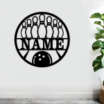 Bowling Themed Name Sign (Black Acrylic Gloss)