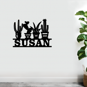 Cactus Name Sign (Black Acrylic Gloss)