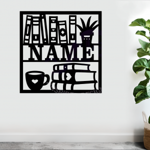 Book Lovers Square Named Wall Sign (Black Acrylic Gloss)