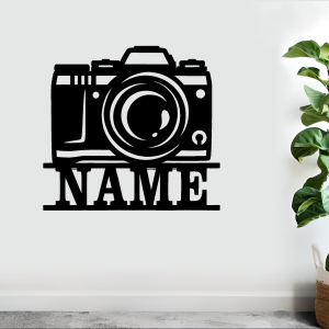 Camera shape name sign (Black Acrylic Gloss)