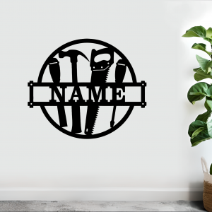 Work Tool Name Sign (Black & White Acrylic Gloss)