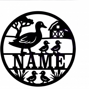 Ducks on the Farm Name Sign Design (Black Acrylic Gloss)