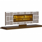 3D Wooden Desk Name Plate (White Acrylic, Gold Acrylic, and Wood)