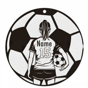 Female Soccer Player Sign (2 Lays Black & White Acrylic Gloss)