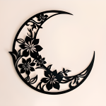 Floral Moon Wall Sign (Black Acrylic Gloss)