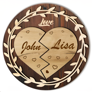 Heart Multilayer Wall Art Love Gift Name (Wood)
