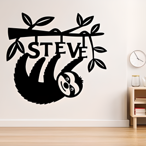 Personalized Ocean Animal Name Sign (Black Acrylic Gloss)