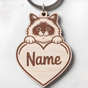 Birman Cat Personalized Keychain