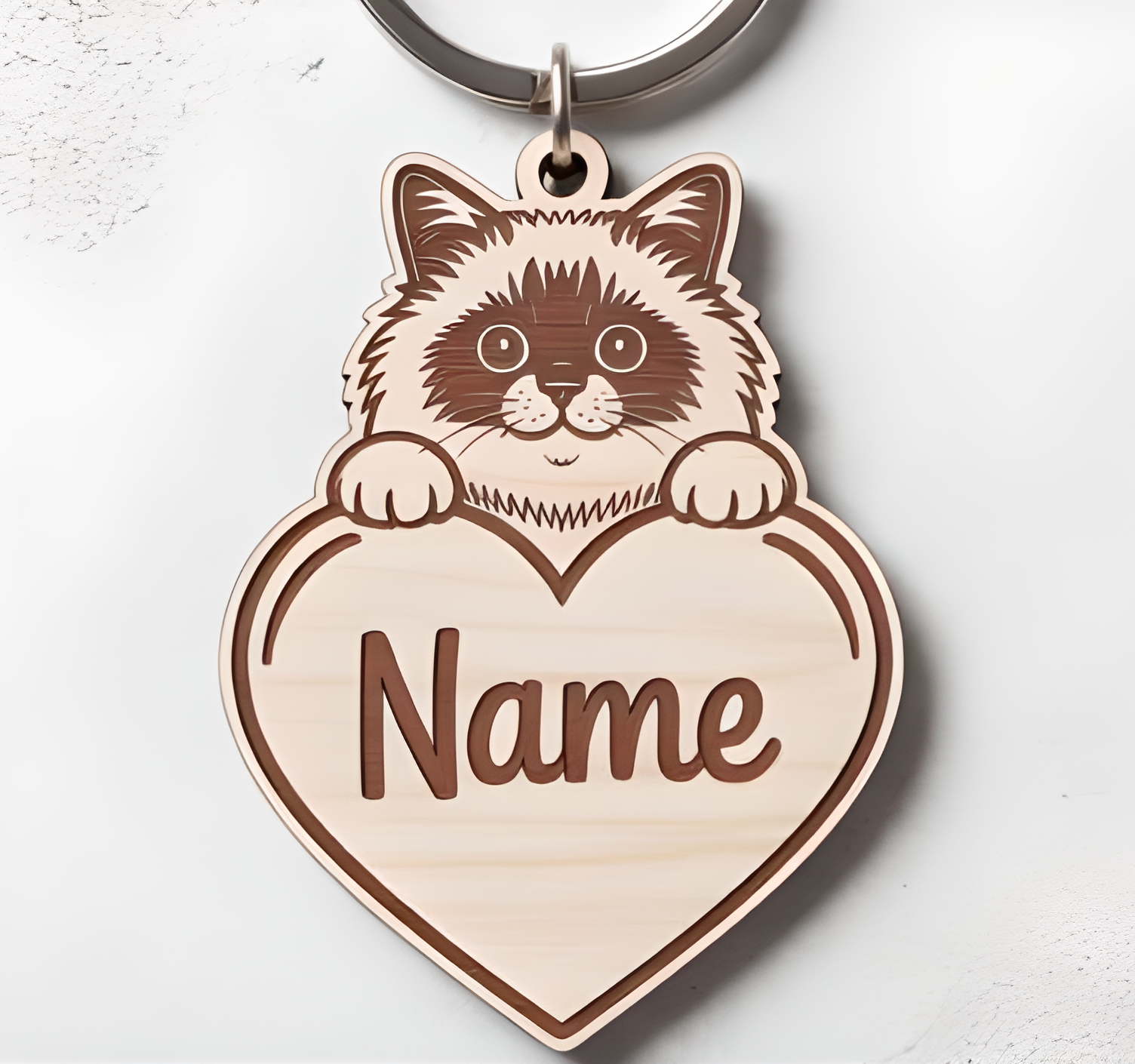 Birman Cat Personalized Keychain