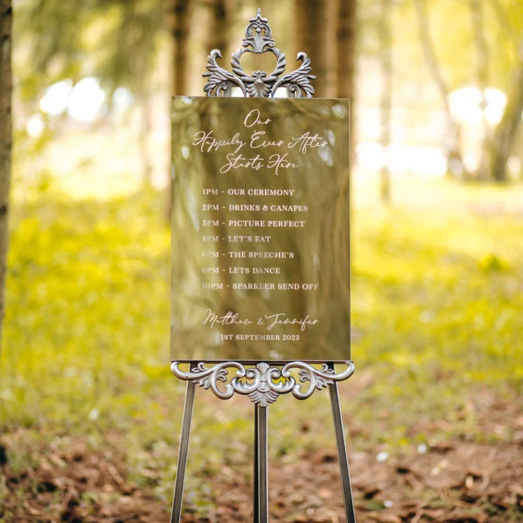 Mirror Acrylic 'Order Of The Day' Wedding Sign - Image 2