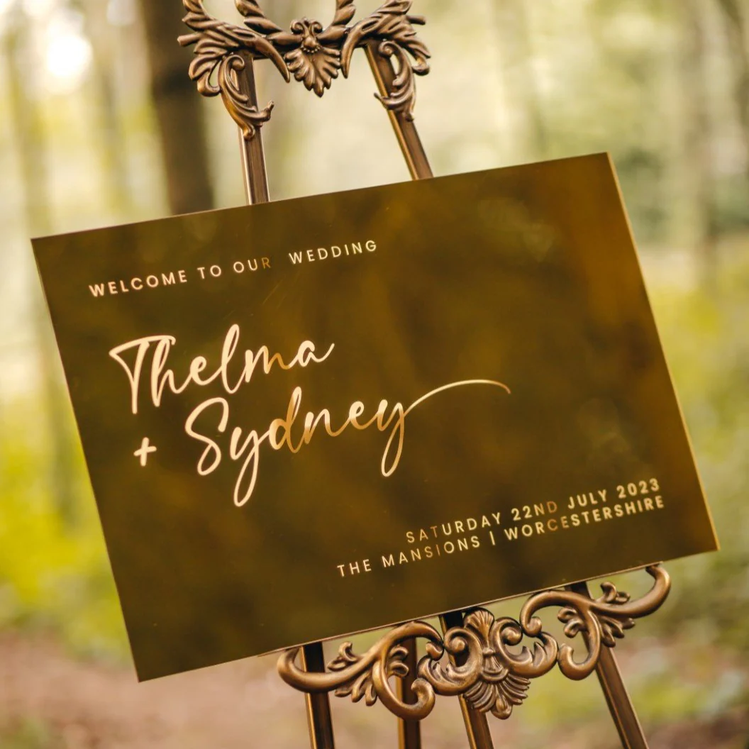 Mirror Acrylic Wedding Welcome Sign - Image 3