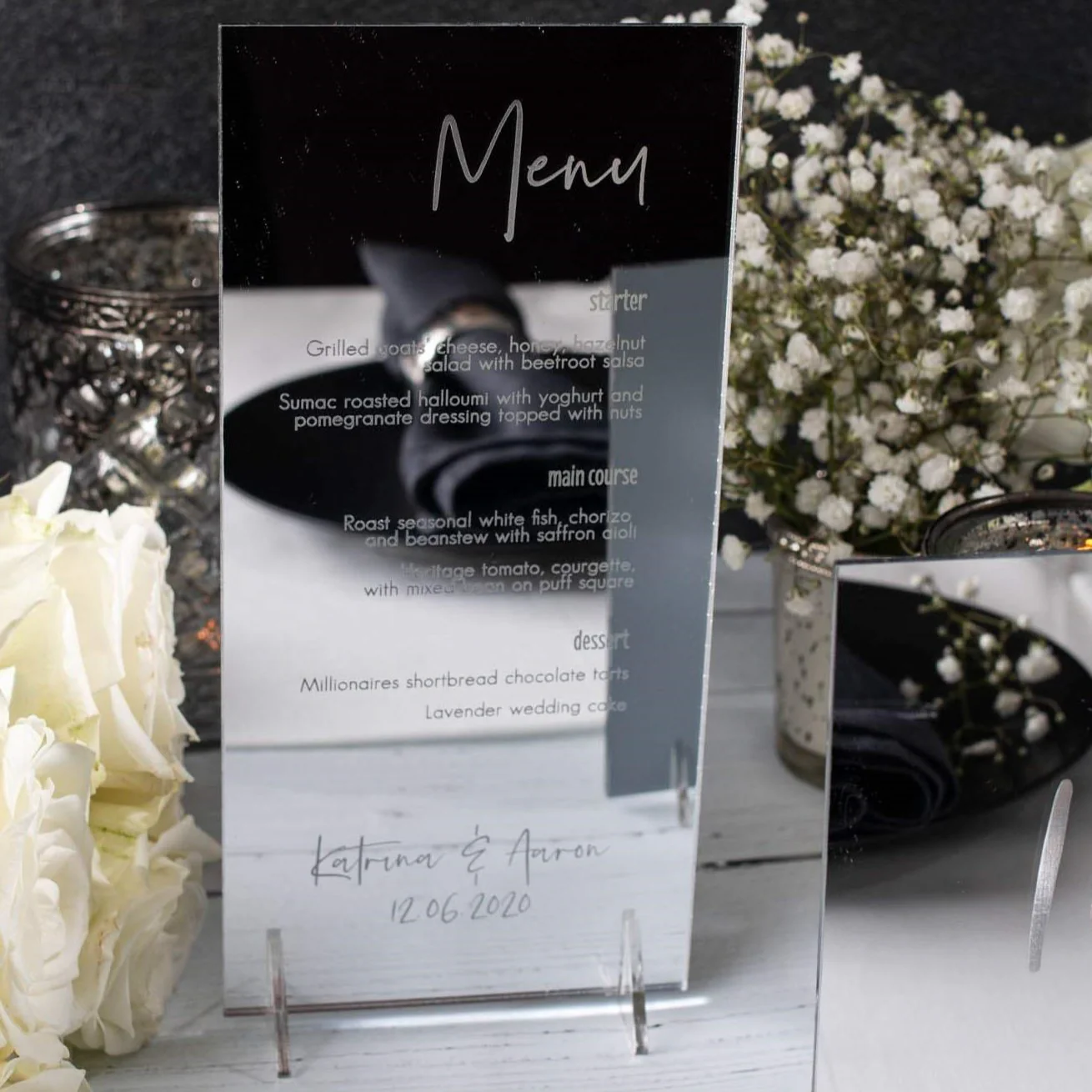 Engraved Wedding Mirror Menu - Image 3