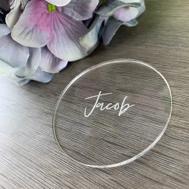 Wedding Acrylic Circle Place Card - Image 2