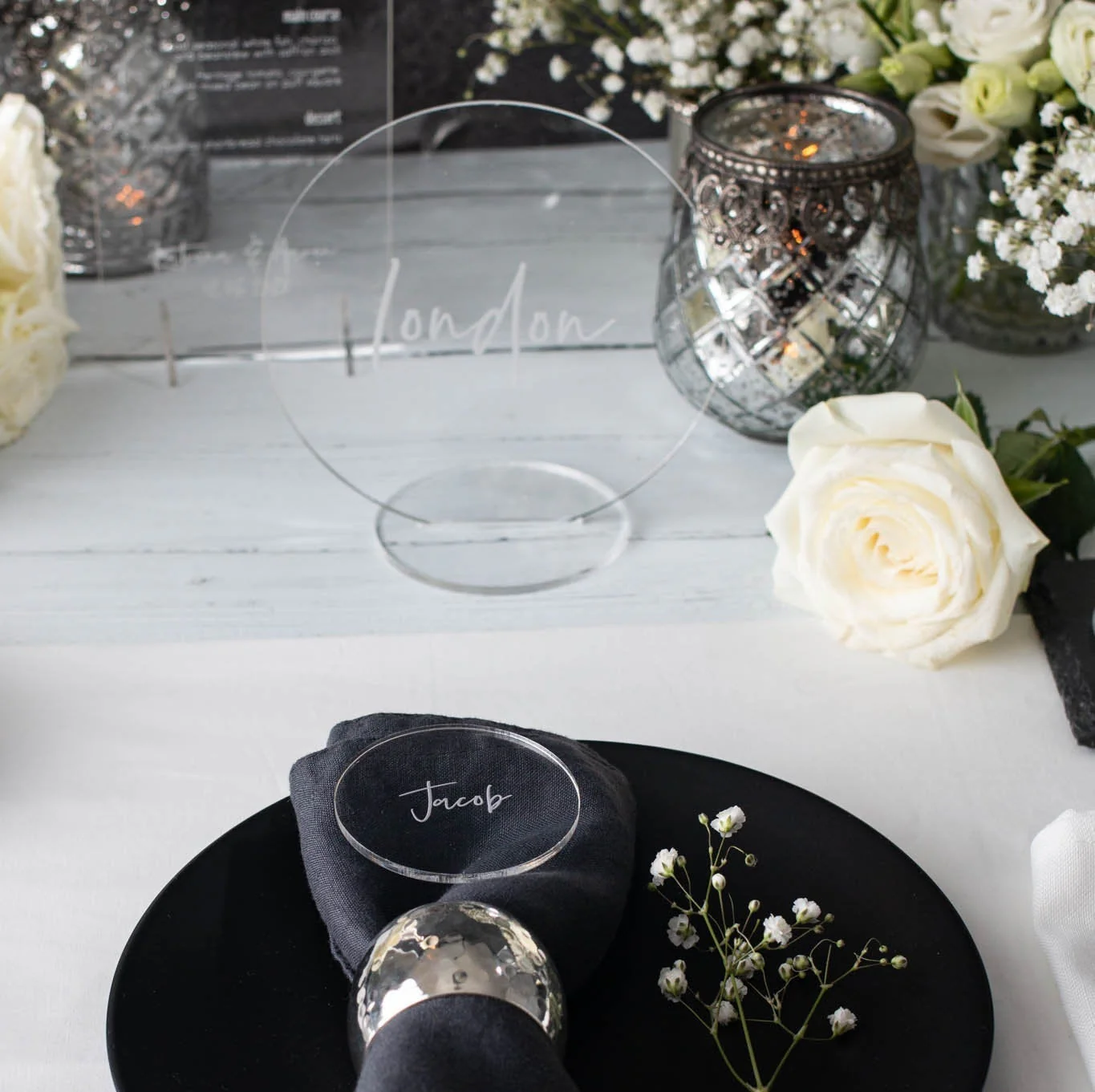 Wedding Acrylic Circle Place Card - Image 3