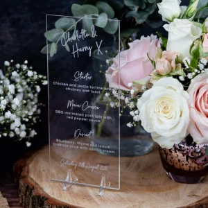 Personalized Custom Acrylic Wedding Menu
