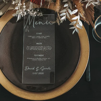 Personalized Rose Gold Mirror Wedding Menu - Image 5