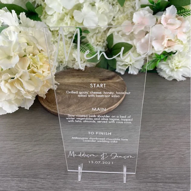 Personalized Rose Gold Mirror Wedding Menu - Image 3
