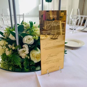 Gold Engraved Mirror Acrylic Menu