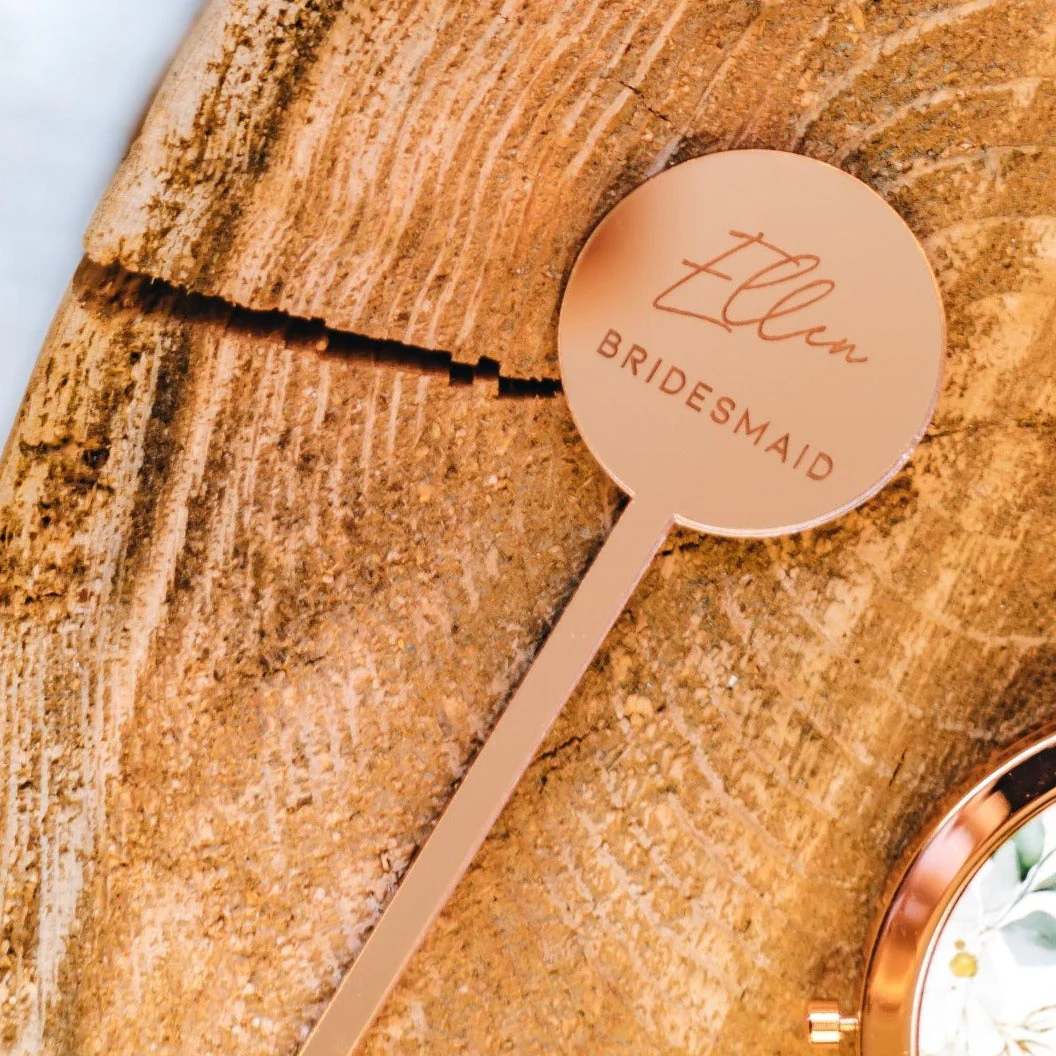 Personalized Bridal Party Mirror Drinks Stirrer - Image 2