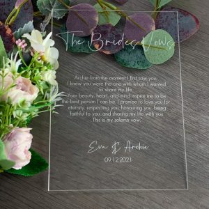 Engraved His & Hers Wedding Vows Sign - Bride