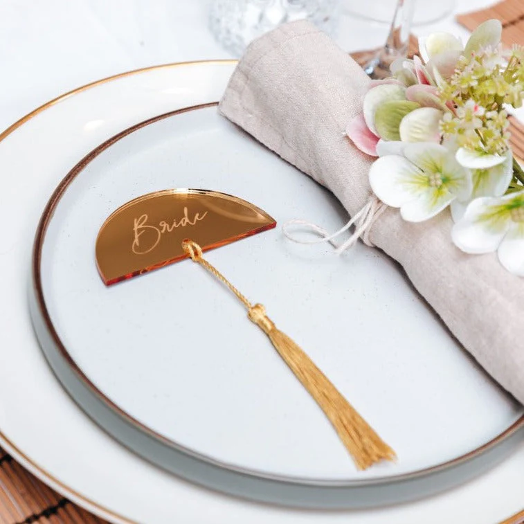 Luxury Mirror Place Card With Tassel