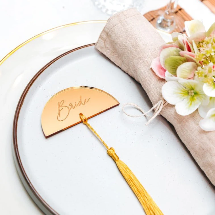 Luxury Mirror Place Card With Tassel - Image 2