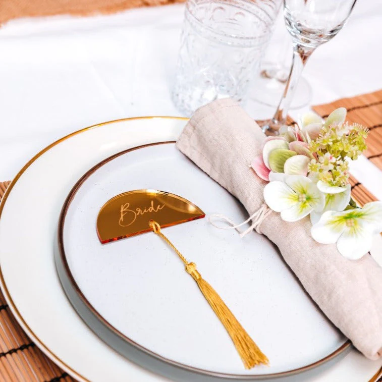 Luxury Mirror Place Card With Tassel - Image 3