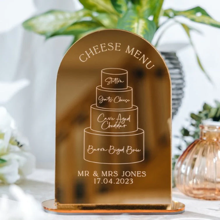 Wedding Cake Illustration Cheese Menu Sign