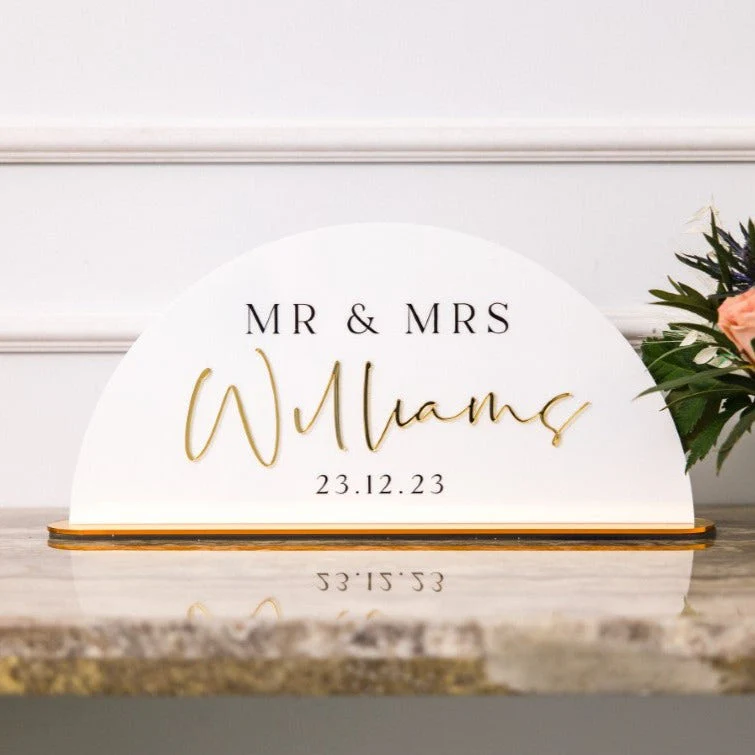 Couples Personalized Wedding Sign With Mirror Accents