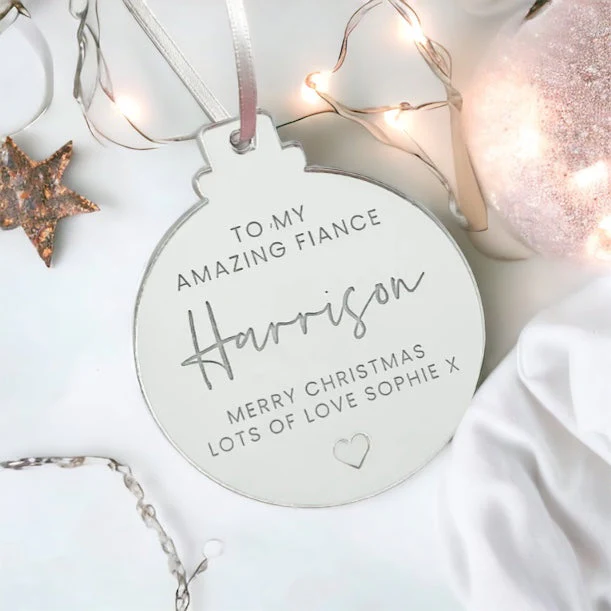 Personalized Christmas Bauble for Fiancé - Image 3