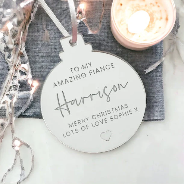 Personalized Christmas Bauble for Fiancé - Image 2