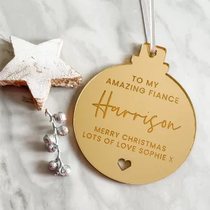 Personalized Christmas Bauble for Fiancé