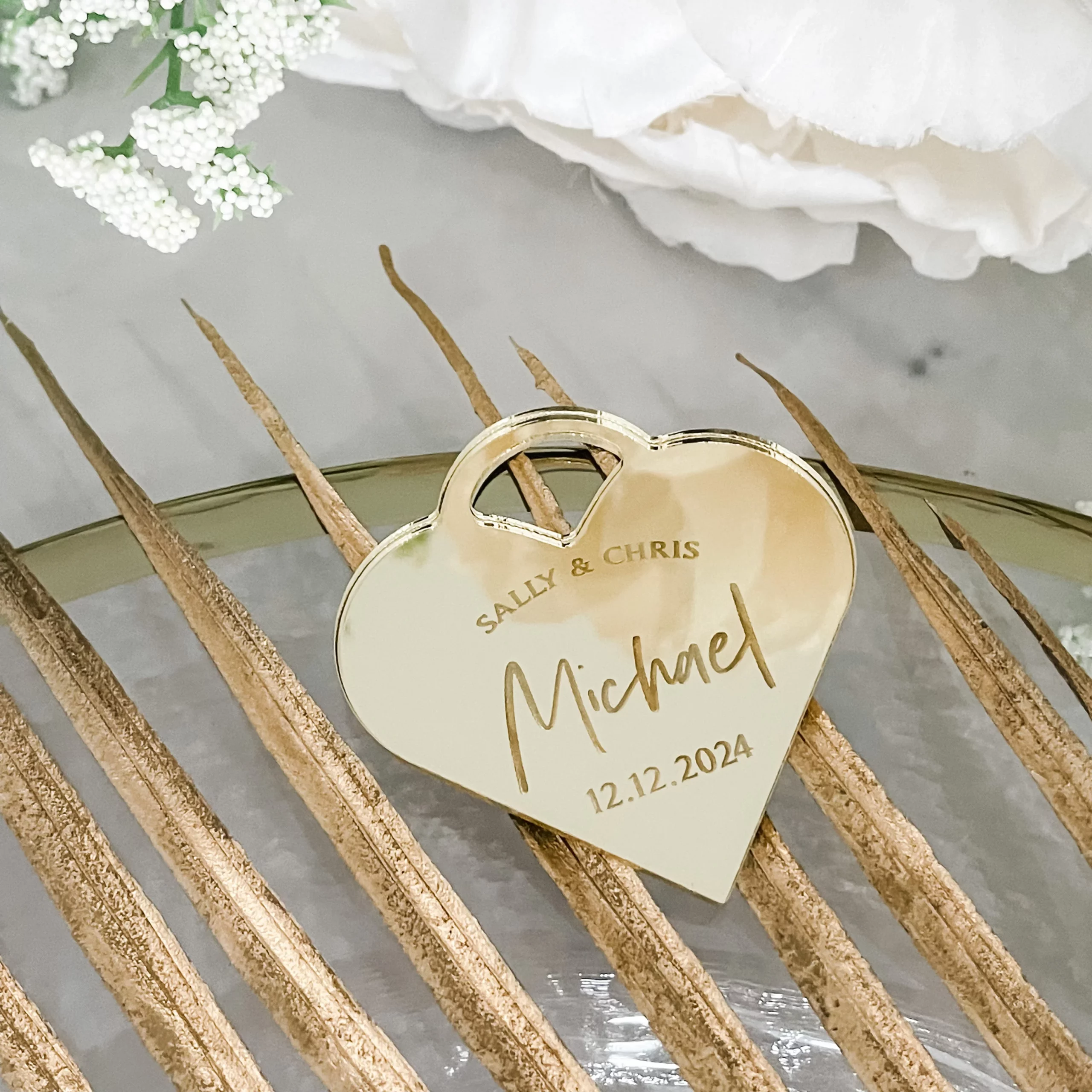 Heart Engraved Wedding Place Cards - Image 3