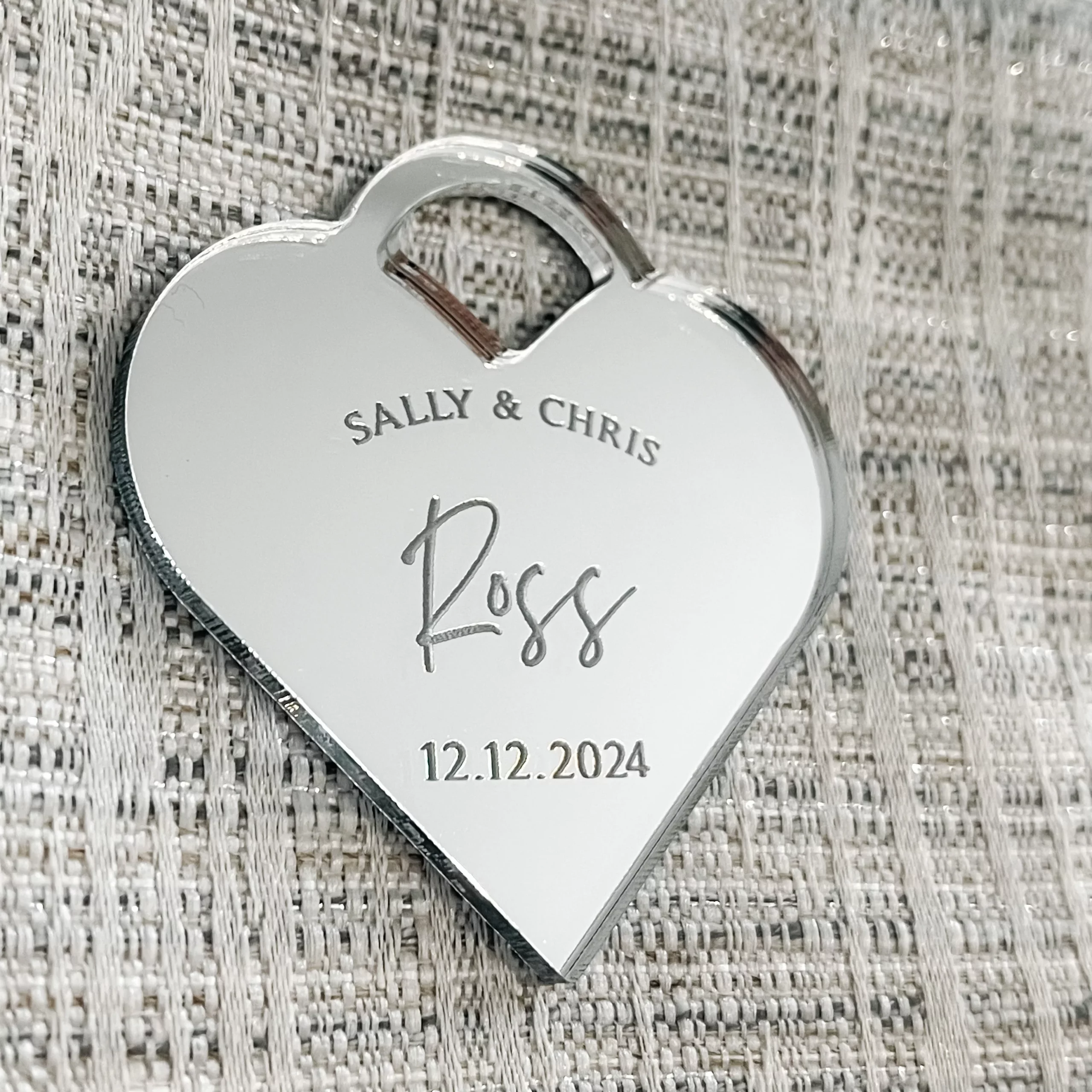 Heart Engraved Wedding Place Cards - Image 2