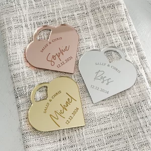 Heart Engraved Wedding Place Cards