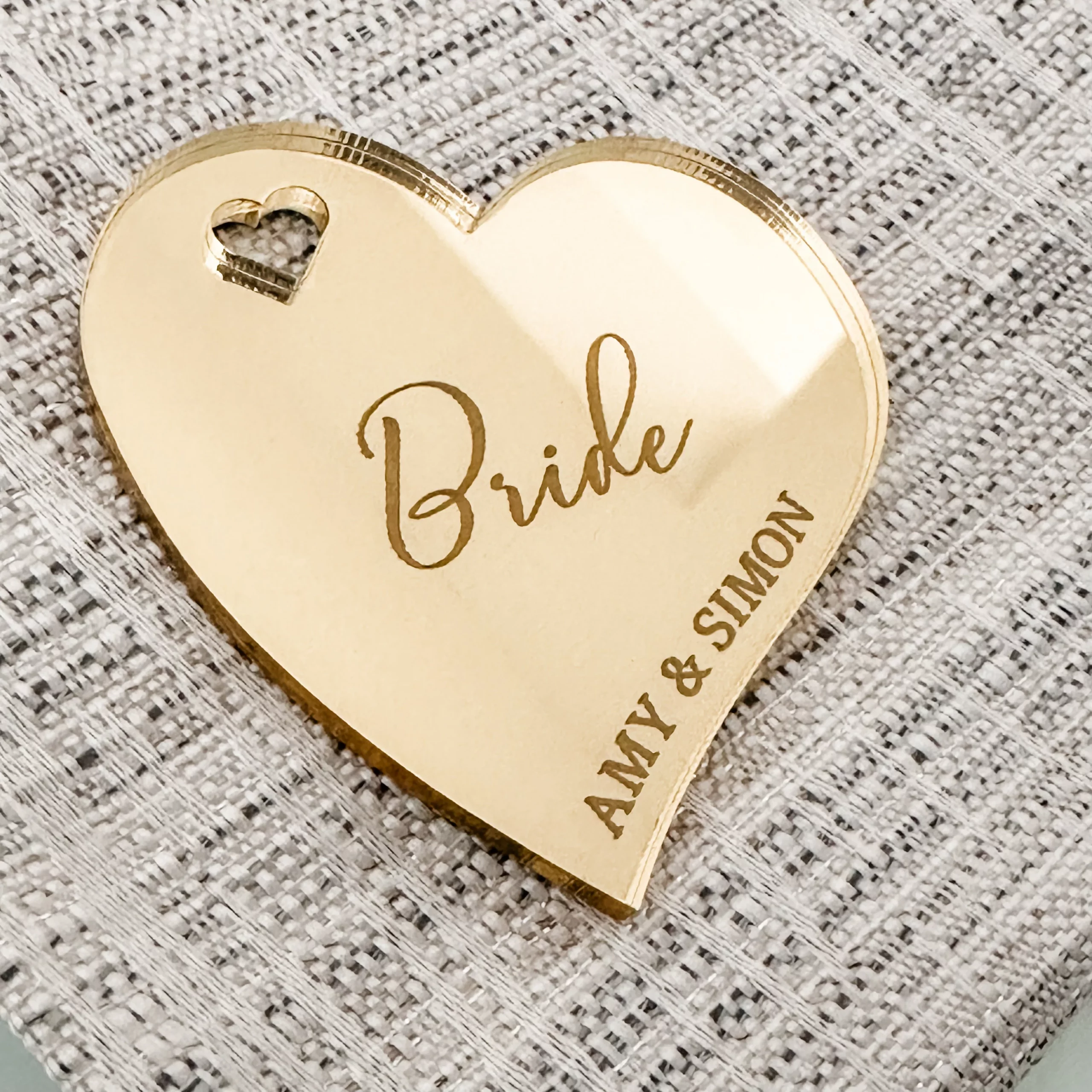 Heart Engraved Personalized Wedding Place Cards - Image 4