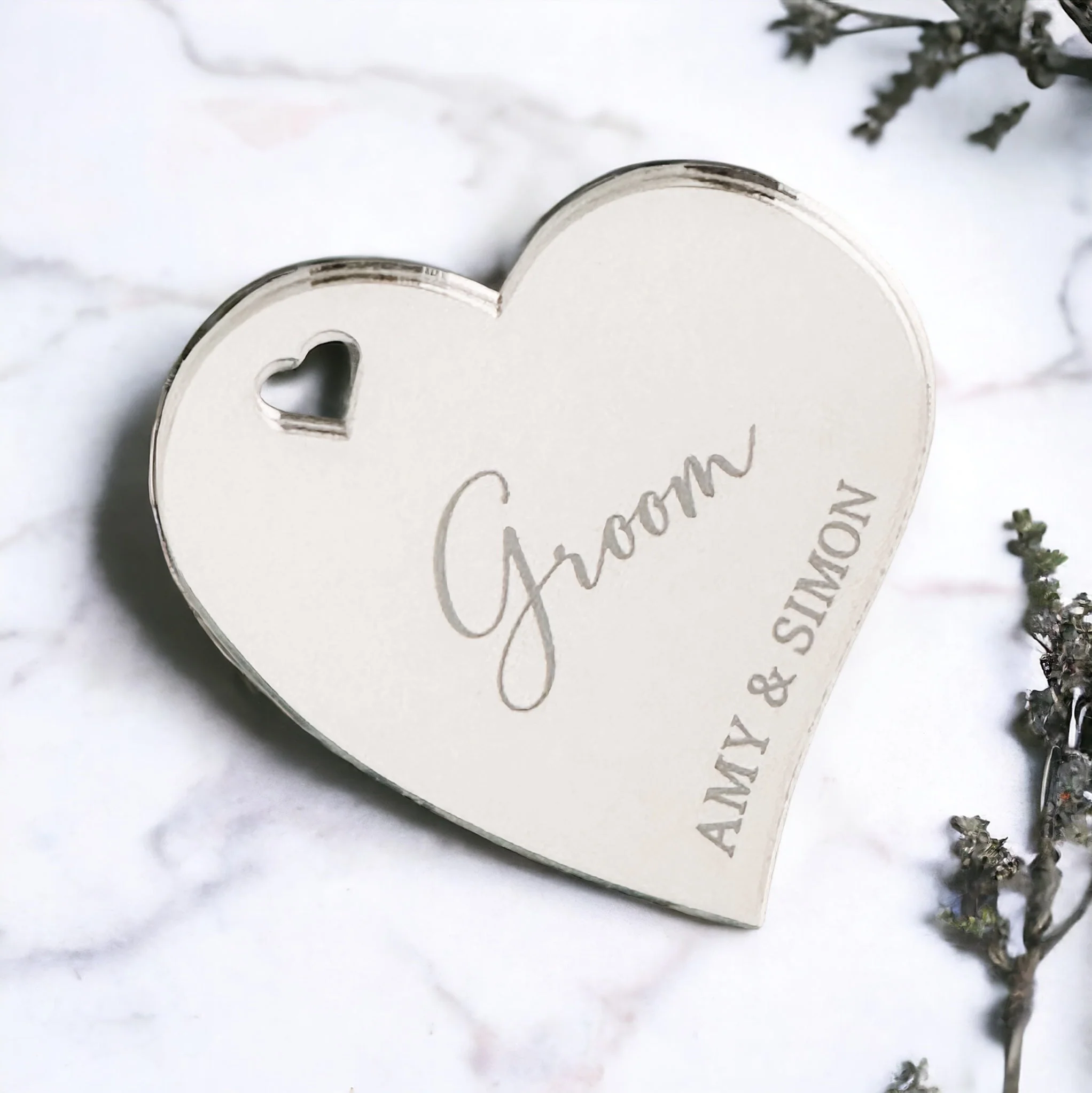 Heart Engraved Personalized Wedding Place Cards - Image 3