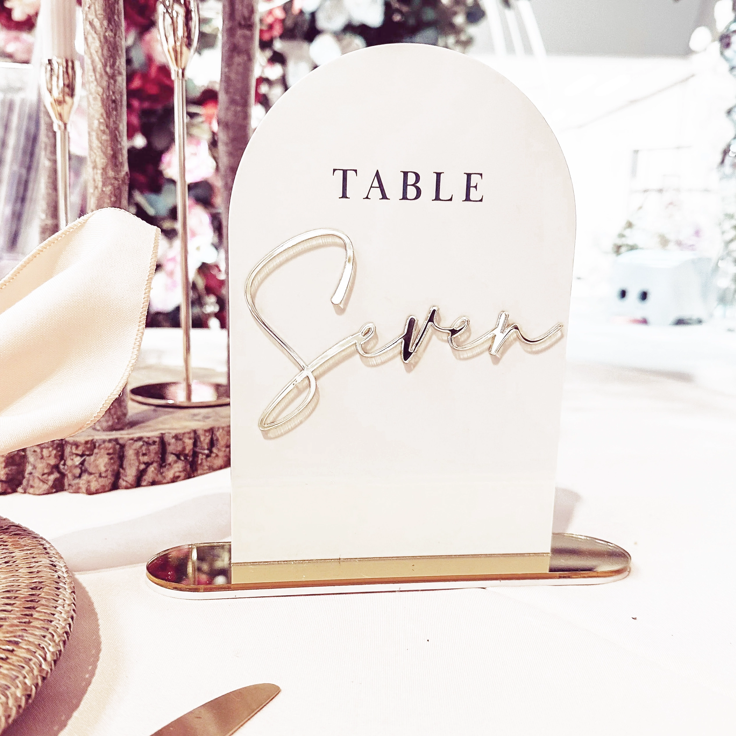 Dome Top Elegant Wedding Table Numbers - Image 4