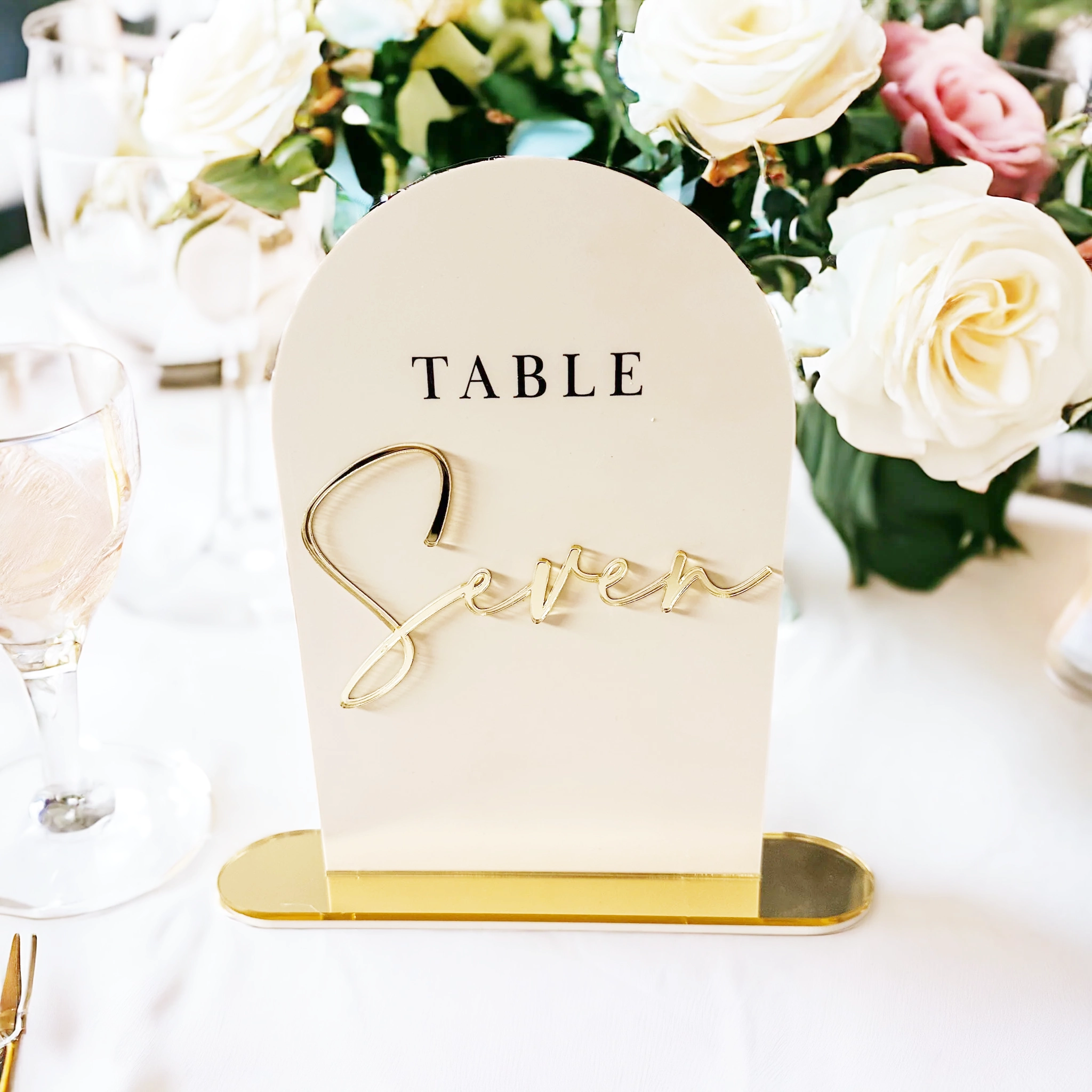 Dome Top Elegant Wedding Table Numbers