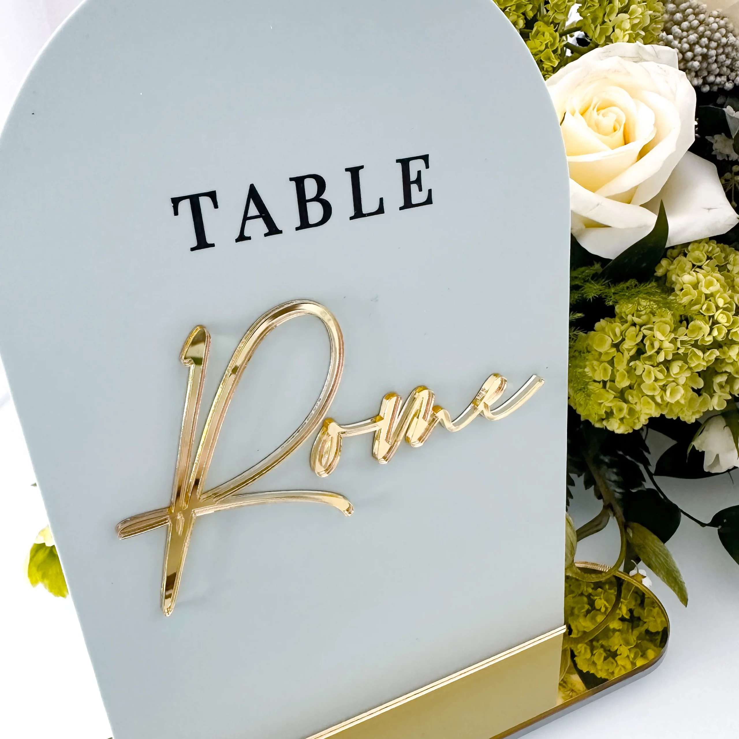 Pale White Wedding Table Names with Mirror Accents - Image 6