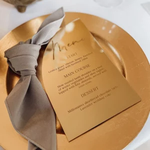 Gold Mirror Acrylic Arc Wedding Menu