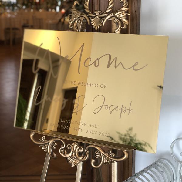 Silver Mirror Acrylic Wedding Welcome Sign - Image 5