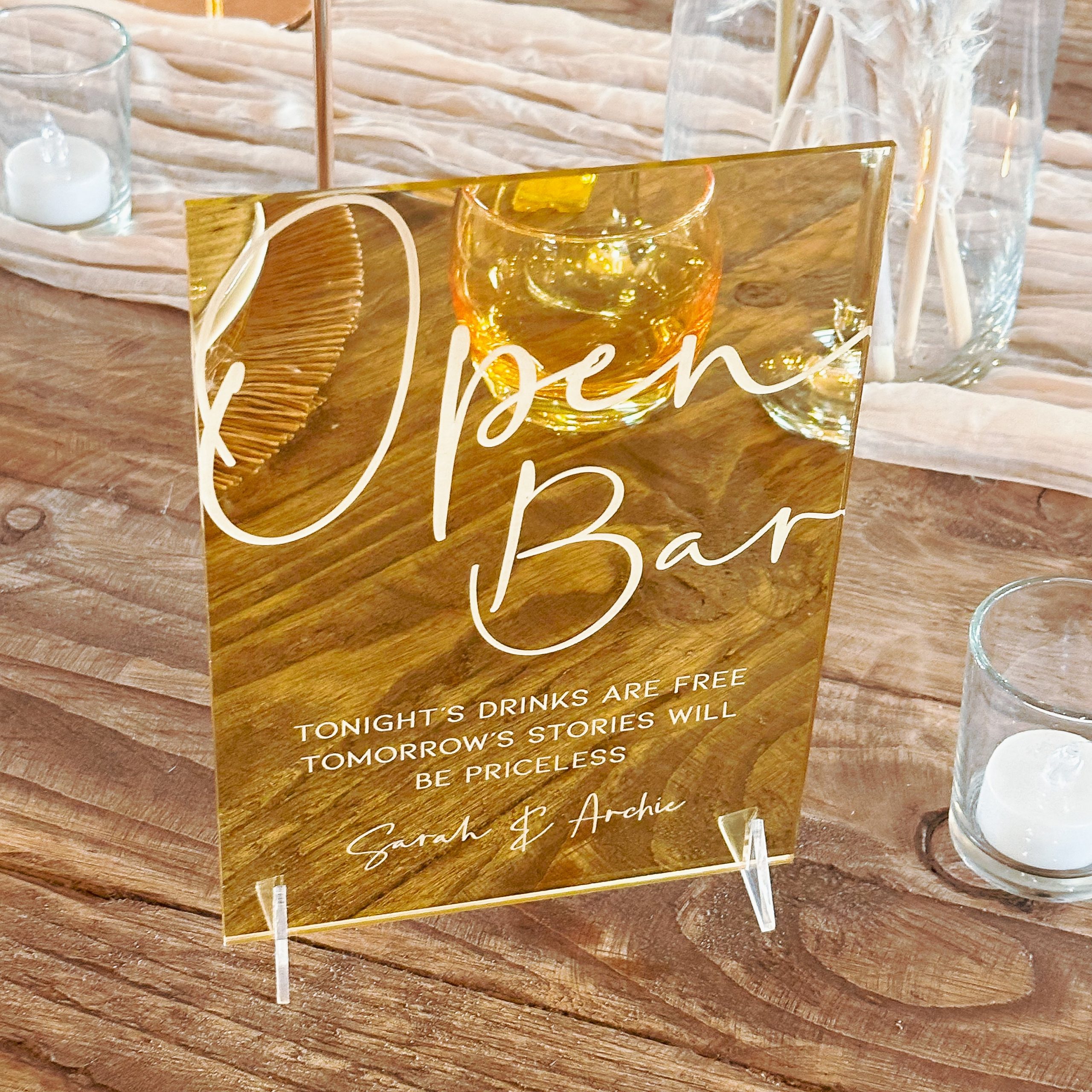 Open Bar Sign, Personalized Wedding Décor
