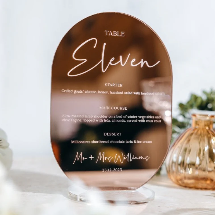 Luxury Combined Wedding Table Number & Menu - Image 4
