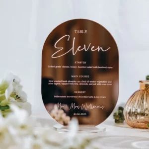Luxury Combined Wedding Table Number & Menu