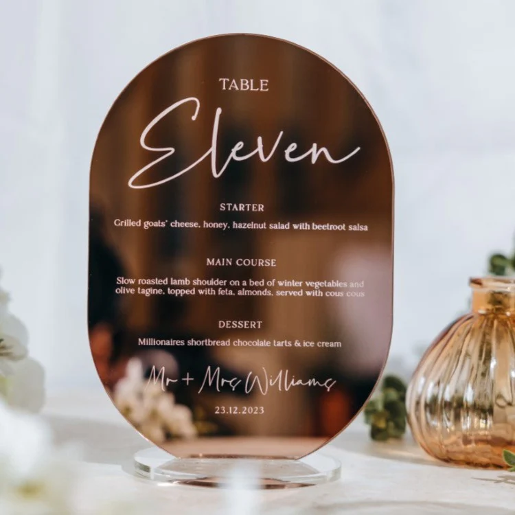 Luxury Combined Wedding Table Number & Menu - Image 2