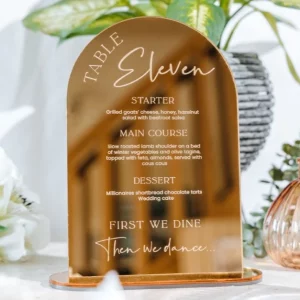 Luxury Combined Dome Table Number & Menu