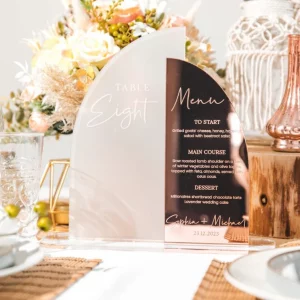 Luxury personalized Menu & Table Number Combined Sign
