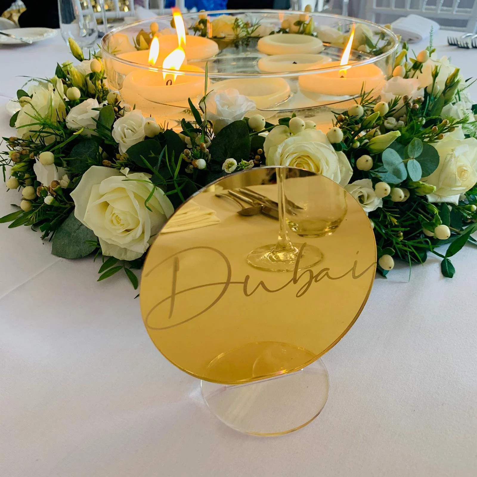 Gold Mirror Wedding Table Name